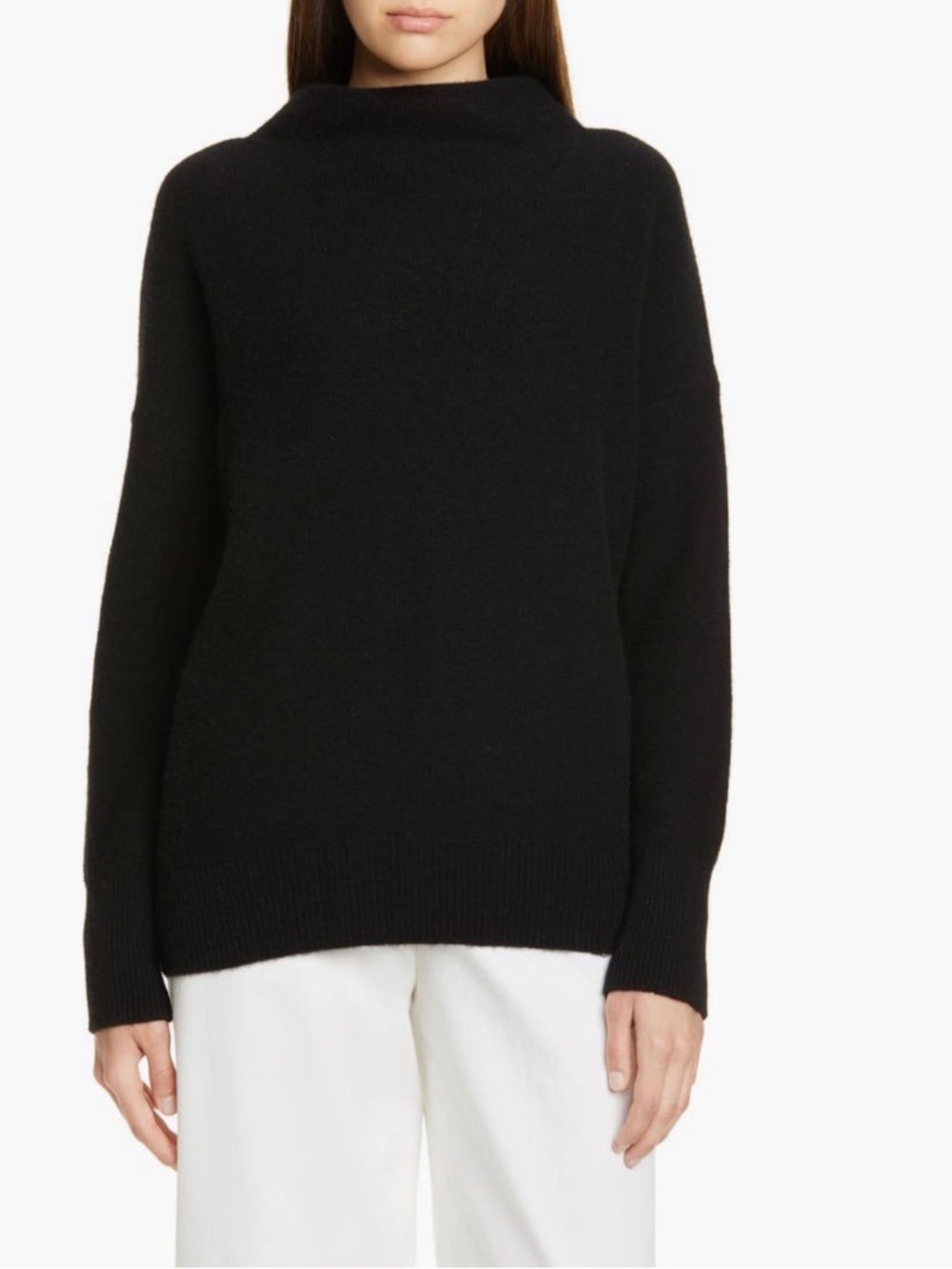 NWT VINCE PLUSH CASHMERE FUNNEL NECK SWEATER BLACK IN XL .